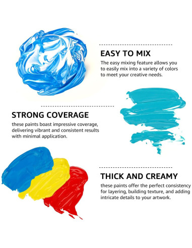 Set de Pintura Acrílica ABEIER 15 Colores 473ml Mate No Tóxica