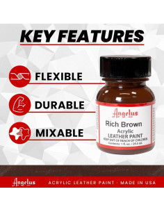 Pintura Acrílica Angelus 30 ml Marrón Rico para Cuero 2