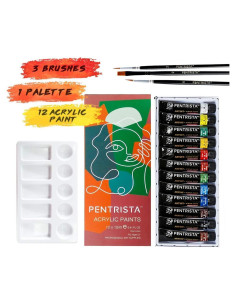 Juego de Pintura Acrílica PENTRISTA 48 Colores 12ml con Pinceles