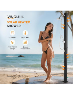 Ducha Solar Exterior Bonnlo 19L con Doble Cabezal y Grifo 2