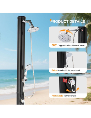 Ducha Solar Exterior Bonnlo 19L con Doble Cabezal y Grifo