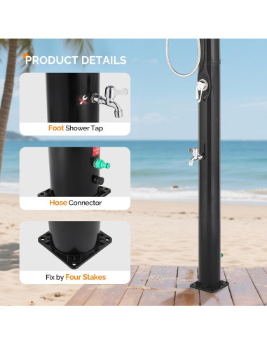 Ducha Solar Exterior Bonnlo 19L con Doble Cabezal y Grifo