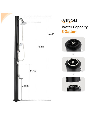 Ducha Solar Exterior Bonnlo 19L con Doble Cabezal y Grifo