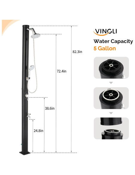 Ducha Solar Exterior Bonnlo 19L con Doble Cabezal y Grifo