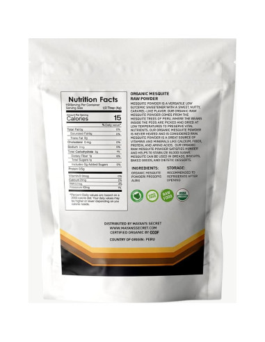 Polvo de Mesquite Orgánico USDA 450g - Superalimento Vegano