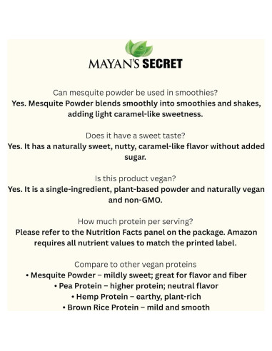 Polvo de Mesquite Orgánico USDA 450g - Superalimento Vegano