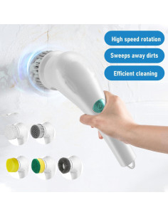 Cepillo Eléctrico de Limpieza NINESHE con 5 Cabezas Recargable 2