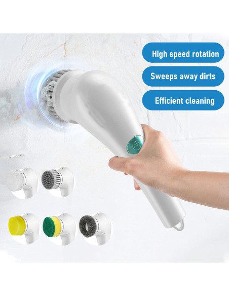 Cepillo Eléctrico de Limpieza NINESHE con 5 Cabezas Recargable