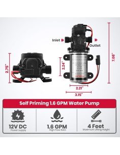 Bomba de Agua GASLAND 12V CC 6.06 LPM 65 PSI para RV y Jardín 2