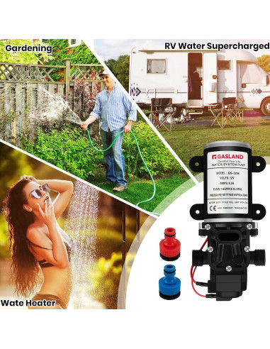 Bomba de Agua GASLAND 12V CC 6.06 LPM 65 PSI para RV y Jardín
