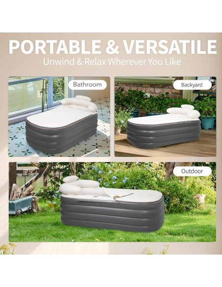 Bañera Inflable Crossing King Plegable para Adultos 151L