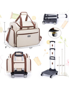 Funda de Máquina de Coser AMOIGEE con Ruedas y Carro Desmontable 2