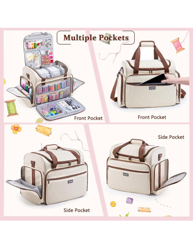 Funda de Máquina de Coser AMOIGEE con Ruedas y Carro Desmontable