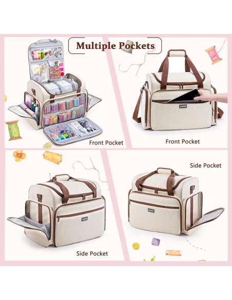 Funda de Máquina de Coser AMOIGEE con Ruedas y Carro Desmontable