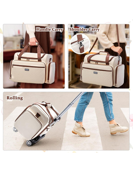 Funda de Máquina de Coser AMOIGEE con Ruedas y Carro Desmontable