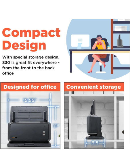 Escáner Dúplex a Color Plustek S30 para Documentos 30.48 cm