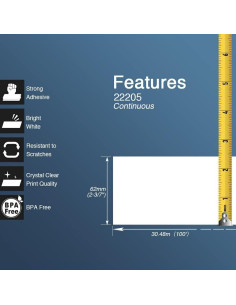 BETCKEY Etiquetas Continuas 62mm x 30.48m 6 Rollos para Brother 2