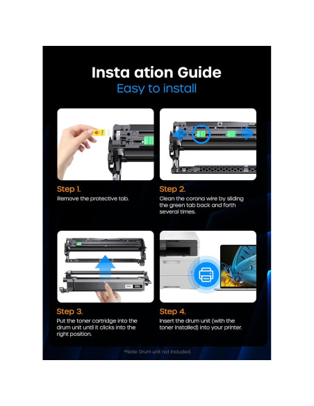 Unidad de tambor compatible Timink DR229CL para Brother - Paquete de 4