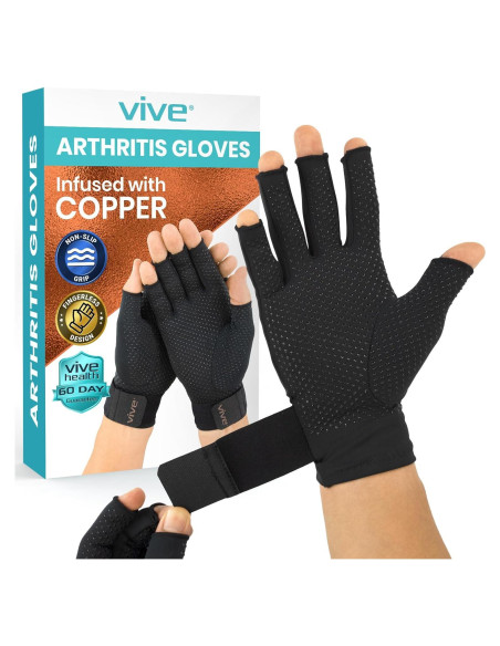 Guantes de Artritis Vive Copper - Compresión Mano Sin Dedos Guantes de Artritis Vive Copper - Compresión Mano Sin Dedos