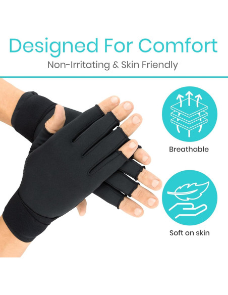 Guantes de Artritis Vive Copper - Compresión Mano Sin Dedos Guantes de Artritis Vive Copper - Compresión Mano Sin Dedos