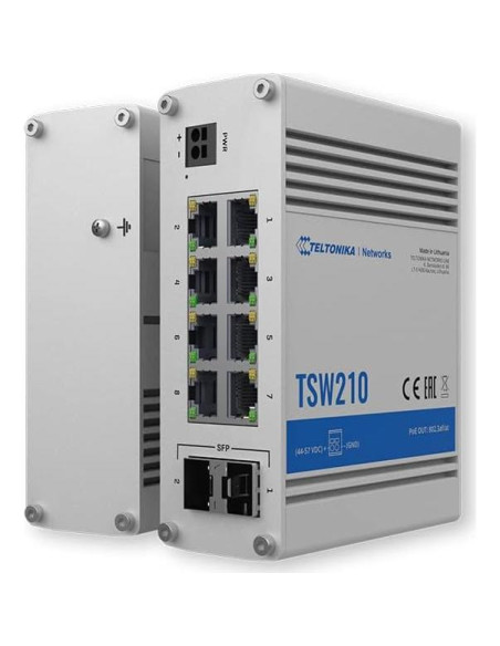 Interruptor Industrial Teltonika TSW210, 8 Puertos Ethernet, 2 SFP