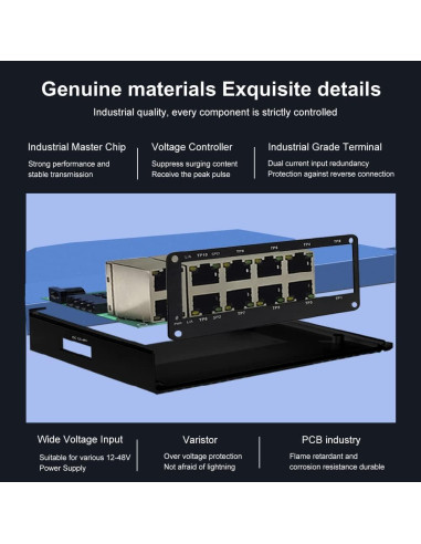 Mini Switch Industrial Steloproad 10 Puertos RJ45 10/100/1000Mbps
