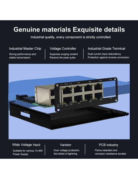 Mini Switch Industrial Steloproad 10 Puertos RJ45 10/100/1000Mbps