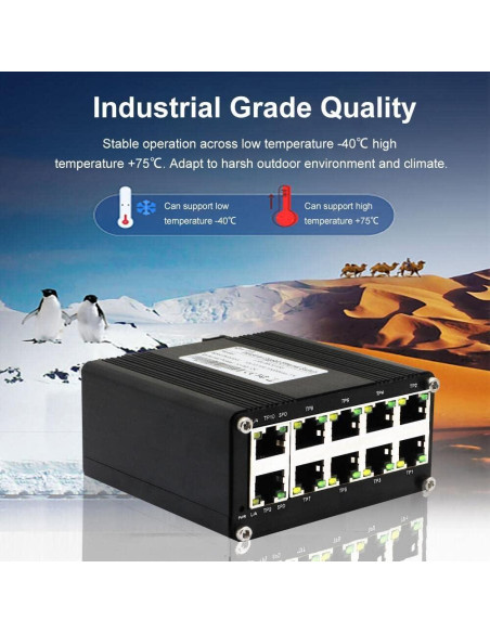 Mini Switch Industrial Steloproad 10 Puertos RJ45 10/100/1000Mbps