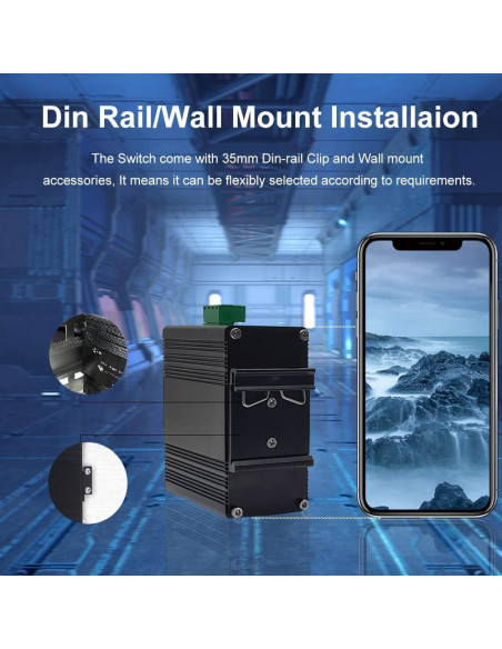 Mini Switch Industrial Steloproad 10 Puertos RJ45 10/100/1000Mbps