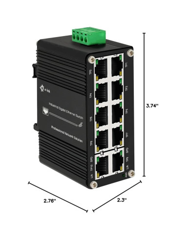 Mini Switch Industrial Steloproad 10 Puertos RJ45 10/100/1000Mbps