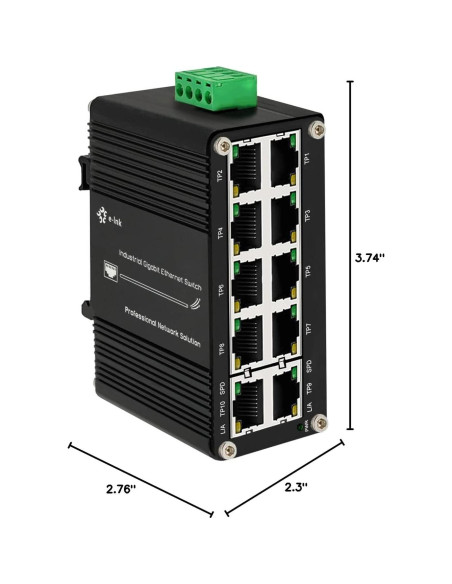 Mini Switch Industrial Steloproad 10 Puertos RJ45 10/100/1000Mbps