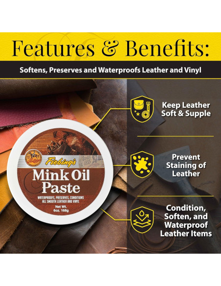 Aceite de visón Fiebing 170 g - Limpiador y acondicionador cuero