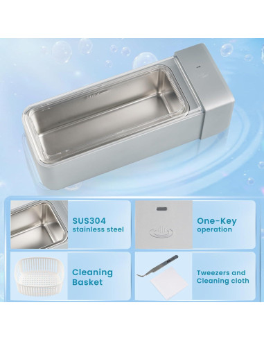 Limpiador Ultrasónico de Joyas Swx 600ml Portátil Gris