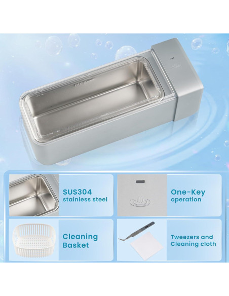 Limpiador Ultrasónico de Joyas Swx 600ml Portátil Gris