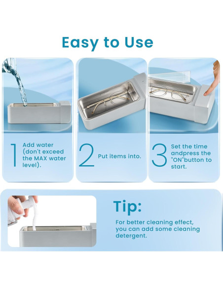 Limpiador Ultrasónico de Joyas Swx 600ml Portátil Gris