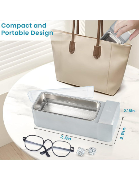Limpiador Ultrasónico de Joyas Swx 600ml Portátil Gris