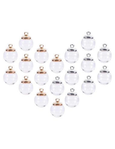 50 Mini Botellas de Vidrio 12mm PH PandaHall con Tapas de Latón