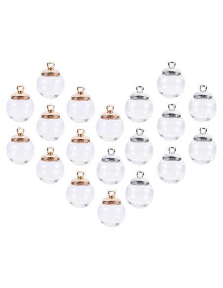 50 Mini Botellas de Vidrio 12mm PH PandaHall con Tapas de Latón