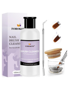 Limpiador de Brochas de Uñas Acrílicas TOROKOM 120 ML con Plato Dappen