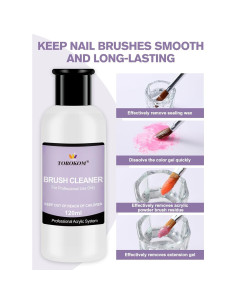 Limpiador de Brochas de Uñas Acrílicas TOROKOM 120 ML con Plato Dappen 2