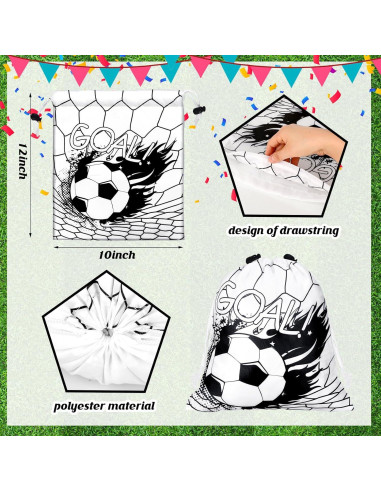 Bolsas de Cuerda para Fútbol Xuhal - 24 Pcs - Negros y Blancos