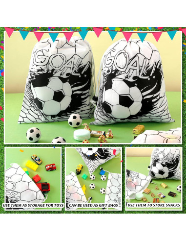 Bolsas de Cuerda para Fútbol Xuhal - 24 Pcs - Negros y Blancos