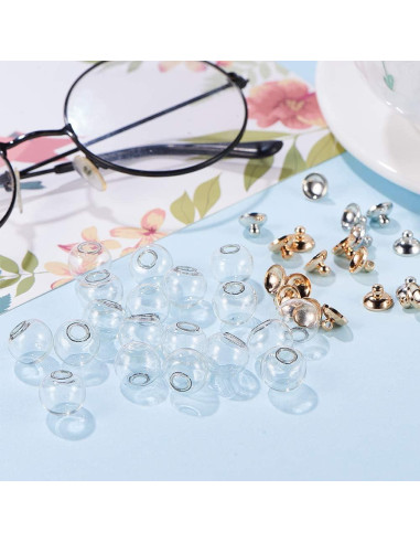 50 Mini Botellas de Vidrio 12mm PH PandaHall con Tapas de Latón