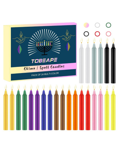 Tobeape 24 Velas Taper Multicolor 10.16 cm para Rituales