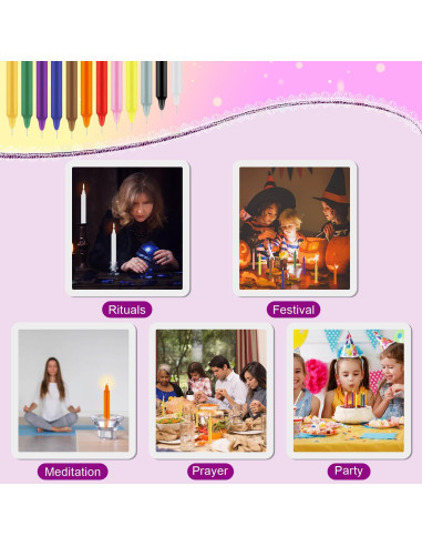 Tobeape 24 Velas Taper Multicolor 10.16 cm para Rituales