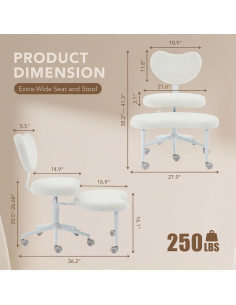 Silla Ergonómica Giratoria 360 LEADER CATTLE Marfil 2