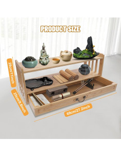 Mesa de Altar de Bambú CCXYYFDJ 69x25cm con Cajón 2