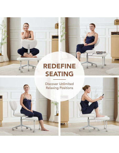 Silla Ergonómica Giratoria 360 LEADER CATTLE Marfil