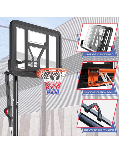 Aro de Baloncesto Portátil FAHKNS Ajustable 1.68-3.05m 44"