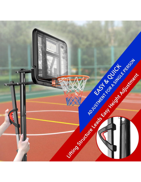 Aro de Baloncesto Portátil FAHKNS Ajustable 1.68-3.05m 44"